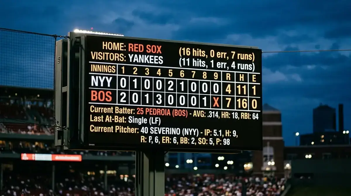 Baseball stadium scoreboard displaying multiple player statistics used for same game parlay selection